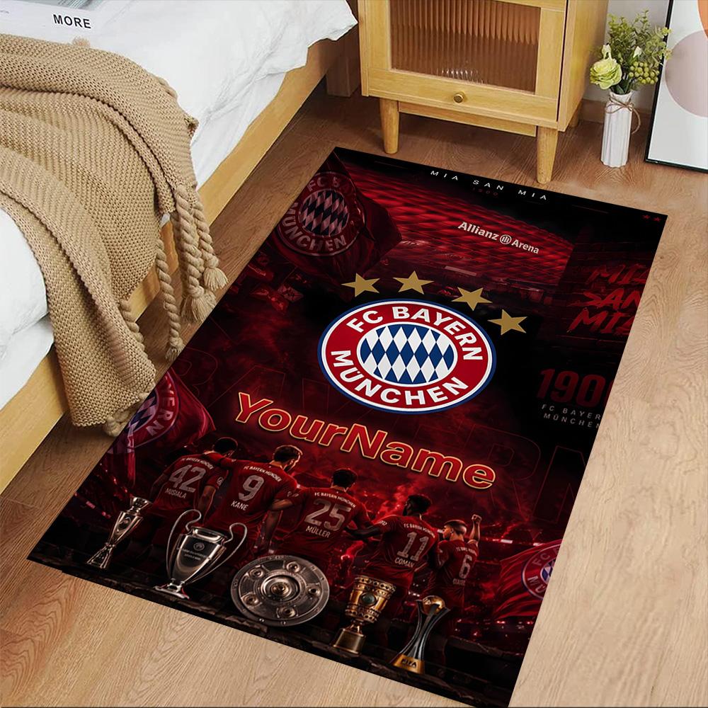 Bayern Munich Personalized Name Carpet Suitable for Foyer Dining Room Dormitory Entryway Anti-slip Rug Anime Office Decor Perfect Gift for Women/Men