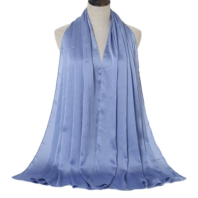 Hot-selling New Satin Smooth Crepe Natural Pleated Scarf Malaysia Indonesia Popular Ethnic Headscarf Women