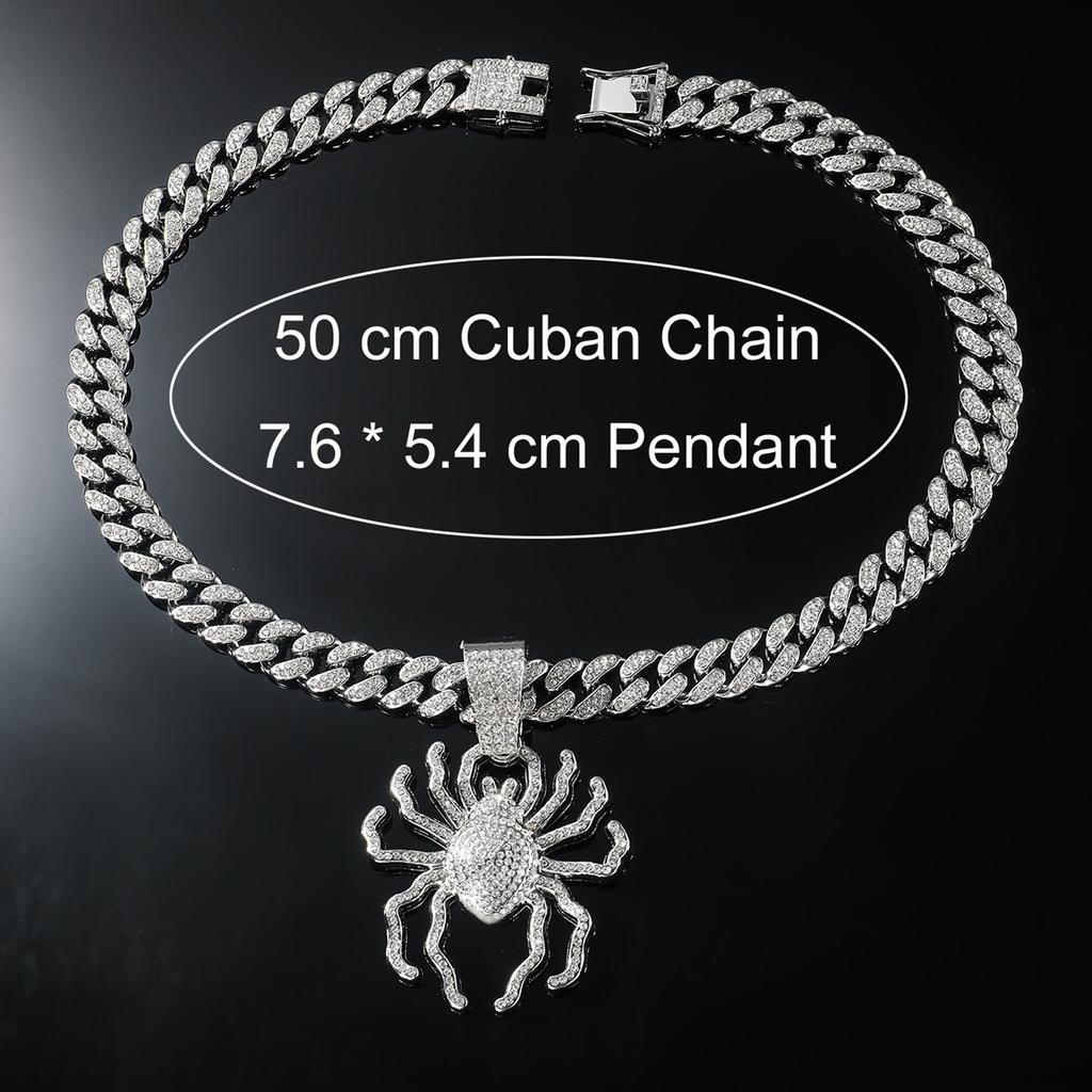 Трехмерный кубинский кулон-цепочка с бриллиантами в виде большого паука, европейский и американский панк-тренд, хип-хоп, аксессуары для хип-хопа, мужское ожерелье