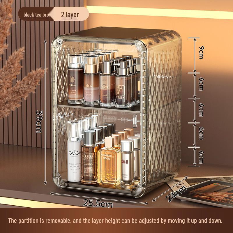 Настольный органайзер для косметики: Пыленепроницаемый, Большая вместимость, Прозрачное хранение для ухода за кожей, помады и масок.