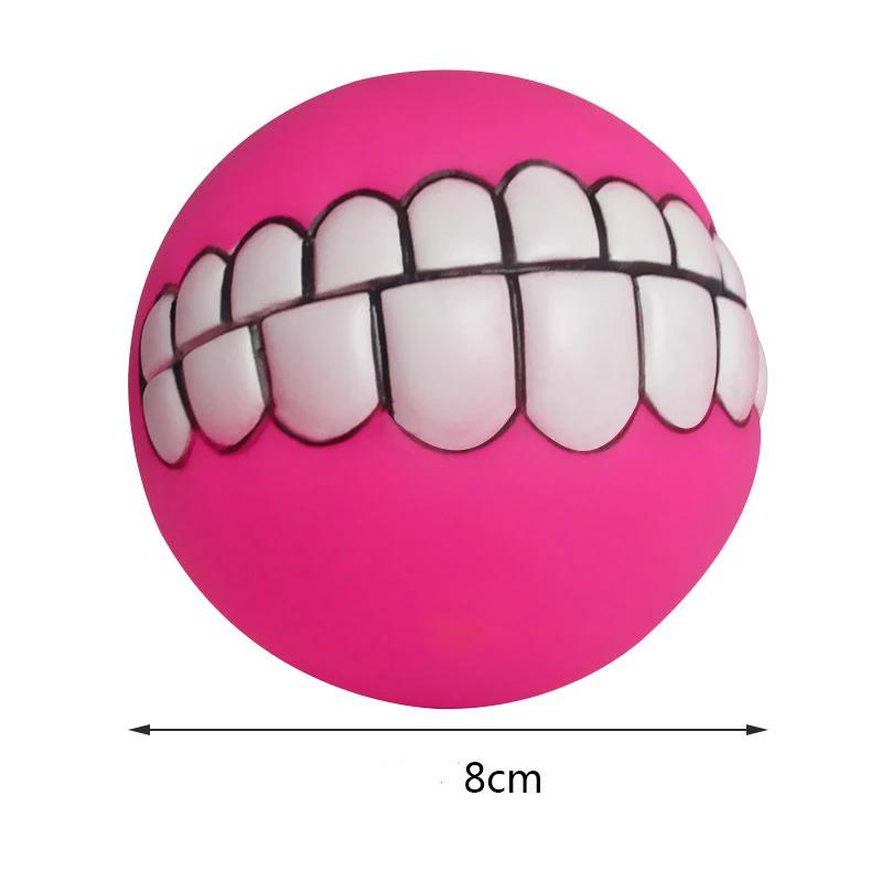 Squeaky Dog Toys for Aggressive Chewers Interactive Puppy Ball with Funny Teeth Design Durable Silicone Chew Toy for Small