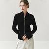 Korean Style Women's Cashmere Knit Cardigan - Slim Fit with Zipper Lapel and Long Sleeves for Versatile Wear