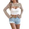 QICED Autumn Casual Hollowed-out Long-sleeved Knitted Sweater with A Small Waistcoat for Women's Wear