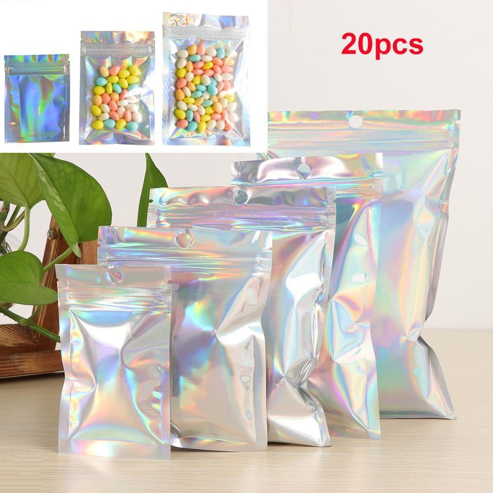 20 Pcs Pack Aluminum Foil Self Seal Storage Reclosable Pouches Zipper Packaging Bag