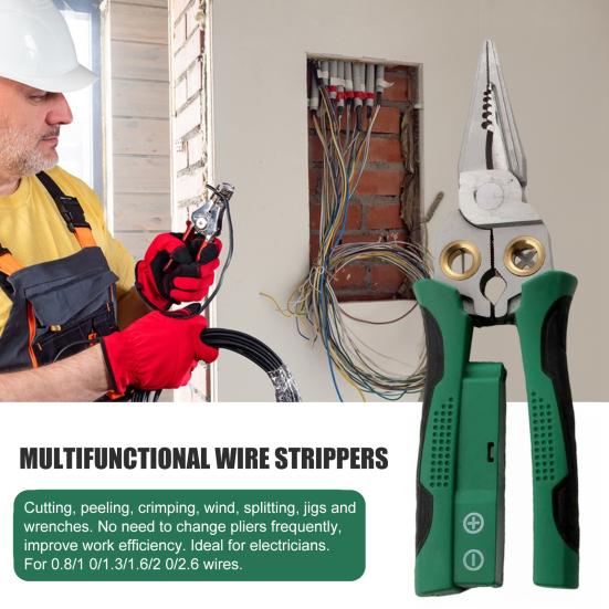 8-in-1 Wire Stripper Handle Ergonomic Design with Voltage Tester Non-Slip Multi-function Electric Wire Cutter