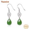 Танциз стерлингового серебра 925 пробы нефритовый циркон серьги серьги-капли для женщин подарки на свадьбу