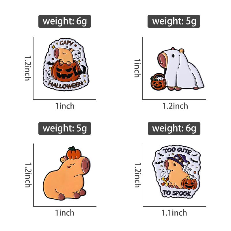Xiaomi Capybara Pumpkin Skull Ghost Bat Enamel Pins Capy Halloween Too Cute To Spook Brooches Clothes Lapel Badge Jewelry Accessories