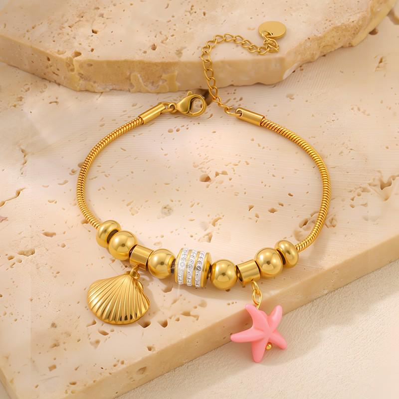 Роскошный браслет с четырехлистником: Позолоченная 18K, Невыцветающая Титановая Сталь с Алмазными Акцентами