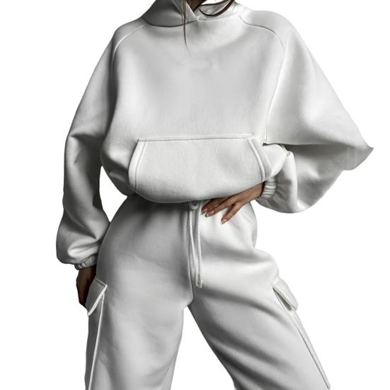 Женский комплект из 2 предметов: топ и брюки, длинный рукав, эластичная толстовка с капюшоном, затягивающаяся на шнурок, эластичные брюки с высокой талией, обтягивающие щиколотку, спортивный костюм для фитнеса