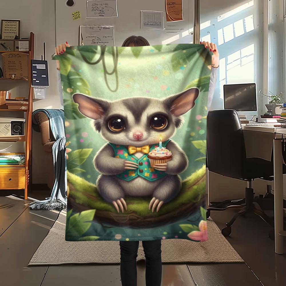 1PC Cute-style animals Print FlAannel Blanket, High quality Comfortable for All Seasons, Home Decor, Warmth and Comfort