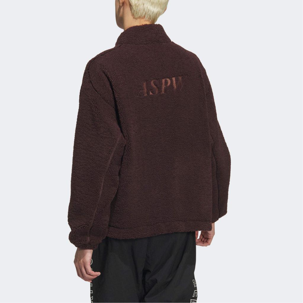 Adidas Sport Performance FW24 ST Теплая Смешанная Ткань Логотип Однотонный Воротник-стойка Молния Удобная Флисовая Куртка Мужская Куртка Коричневая JI8620