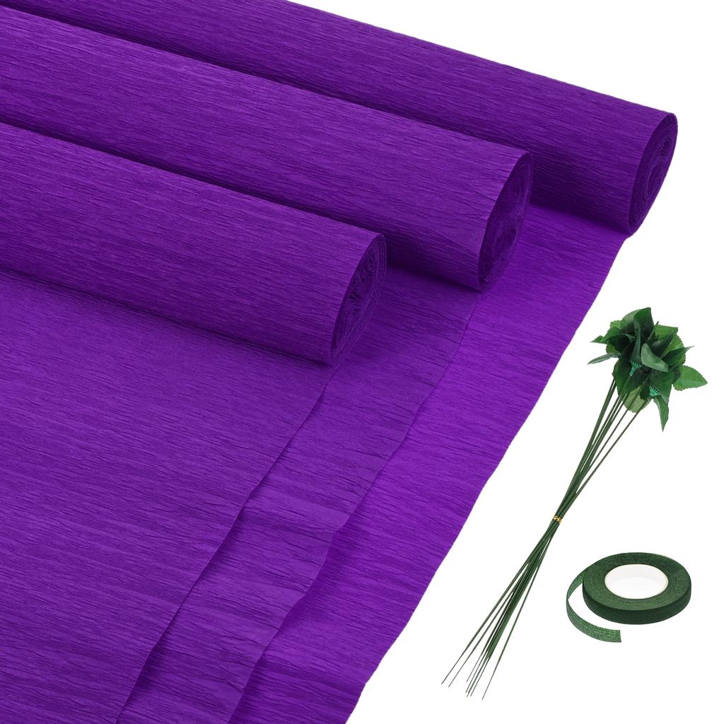 6 шт. рулонов крепированной бумаги с флористической проволокой и зеленой флористической лентой для свадебной церемонии, украшения различных крупных фестивалей