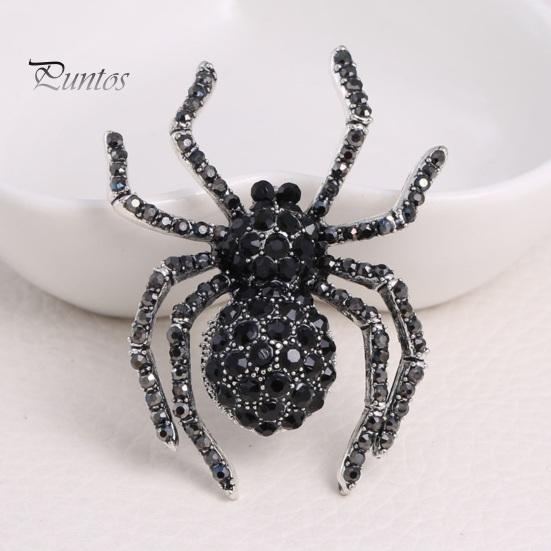 Брошь-паук, блестящий декор со стразами, реалистичная форма паука, украшение для воротника одежды, антикоррозийный сплав, легкая одежда, ювелирные изделия, женский подарок
