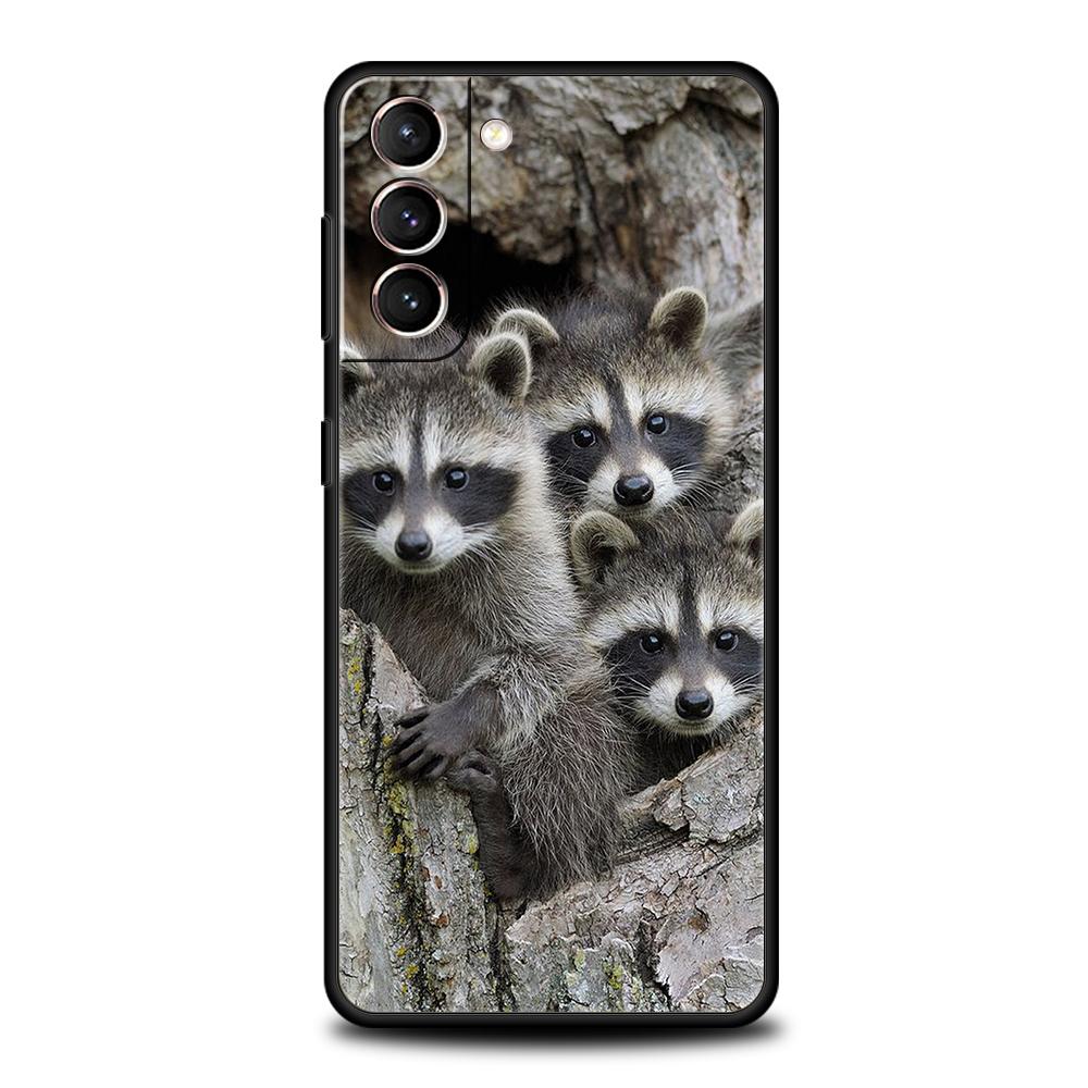 Cute Animal Raccoon Phone Case For Samsung Galaxy S24 S23 S22 S20 S21 FE Ultra S24 S23 S10 S10E S9 S8 Plus 5G Phone Cover Bags