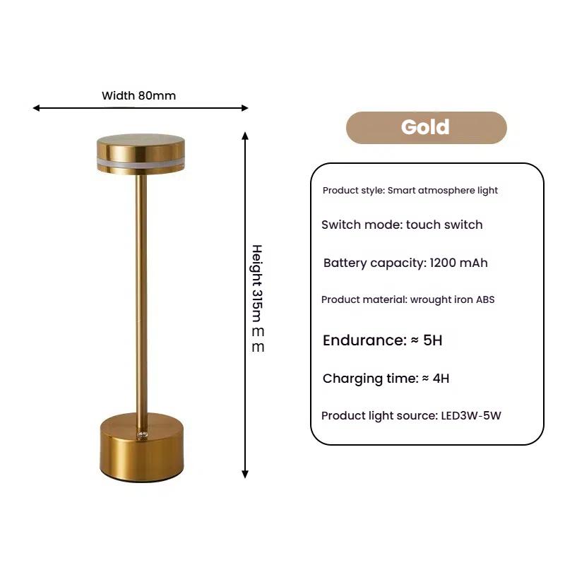 Современная аккумуляторная беспроводная настольная лампа с сенсорным управлением, маленький ночник, светодиодная настольная лампа для чтения, спальни, столовой, прикроватной тумбочки, домашнего декора