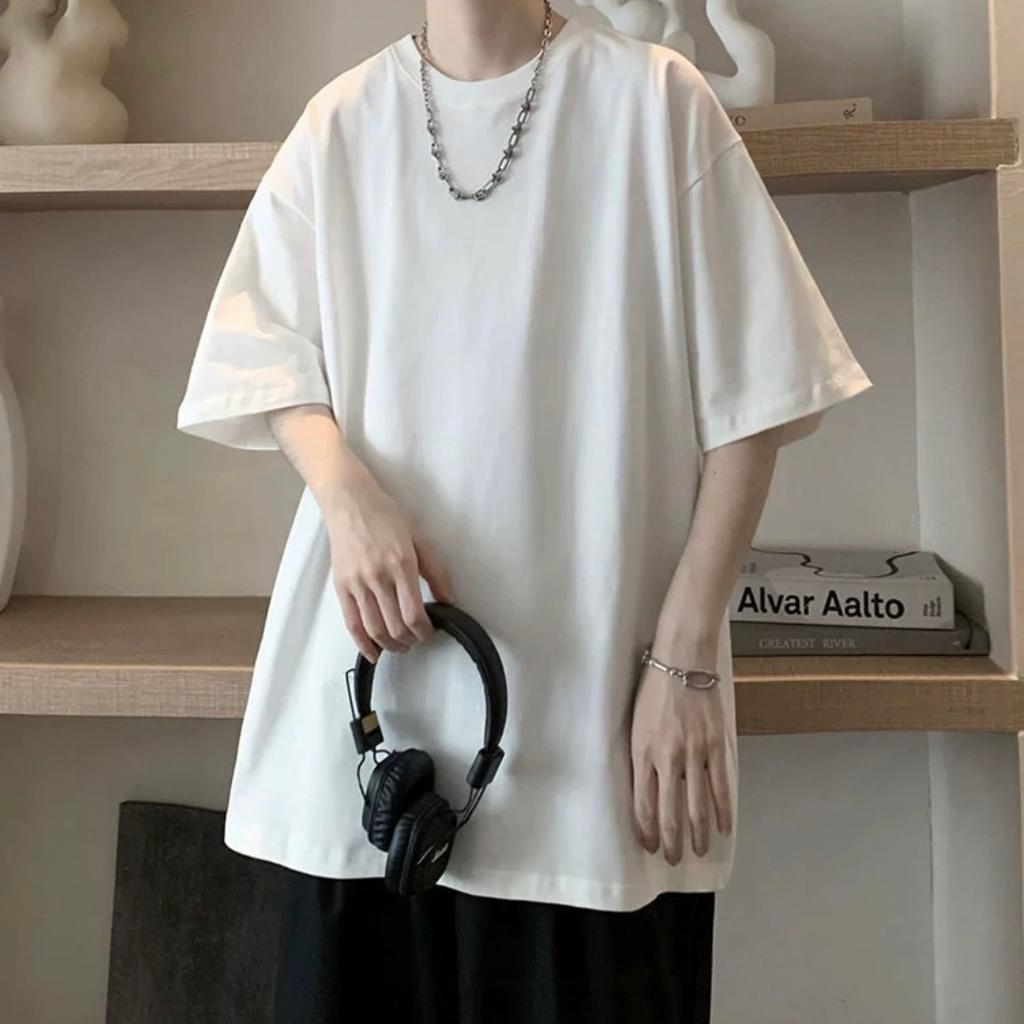 Heavy Short Sleeve T-Shirt Men'S Summer T-Shirt Top Teen Casual Loose Crew Neck Trend