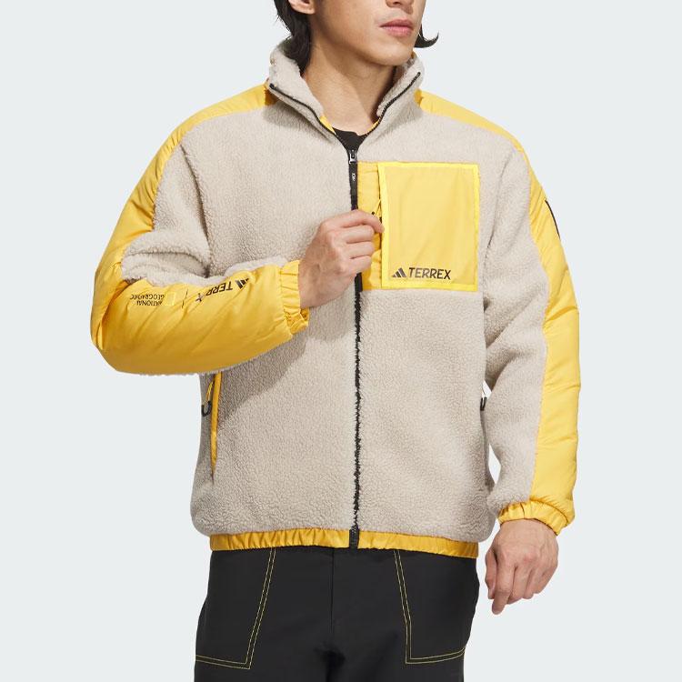 Adidas X National Geographic Colorblock Толстая спортивная куртка для активного отдыха на флисовой подкладке Мужские куртки Off-White IL8985