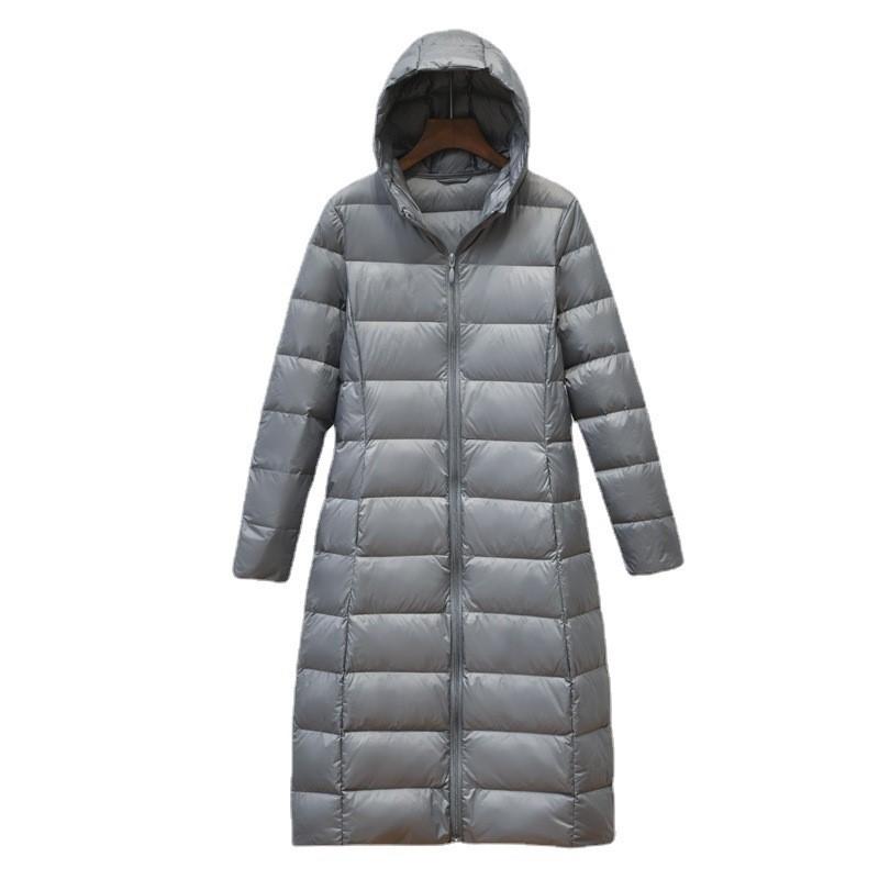 Autumn Winter Down Jacket Women Hooded Zipper Warm Down White Coats Long Sleeve Slim Clothes Long Down Coats