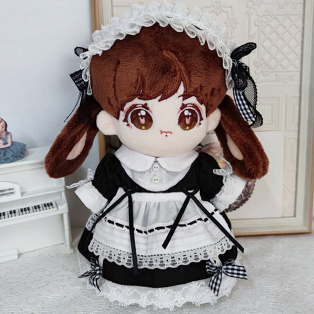 Niannyyhouse 20 см Одежда для куклы Наряд горничной Повязка на голову Платье Фартук Комплект Кружевное платье Одежда для куклы Одежда для куклы-младенца Одежда для мягкой игрушки Наряжаться Одежда для хлопковой куклы + +