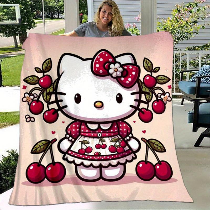 1шт. Плед Hello Kitty с рисунком «Цветение сакуры» - Идеально для дома, офиса, использования на улице и в качестве подаркаz0411207