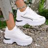 Модные женские кроссовки на платформе 2025 Осень Шнуровка Толстая подошва Спортивные Маленькие белые туфли Женские Универсальные и повседневные Для ходьбы Обувь для папы
