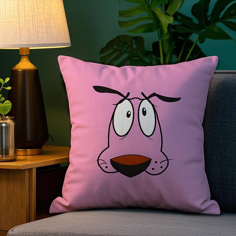 Cartoon CCourage Cowardly Dog Pillow Case Sofa Living Room Bedroom Doublesided Printing Square Cushion Nap Time Pillow Case