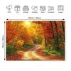 One autumn photography background, showcasing the beauty of a deciduous forest path, party decoration
