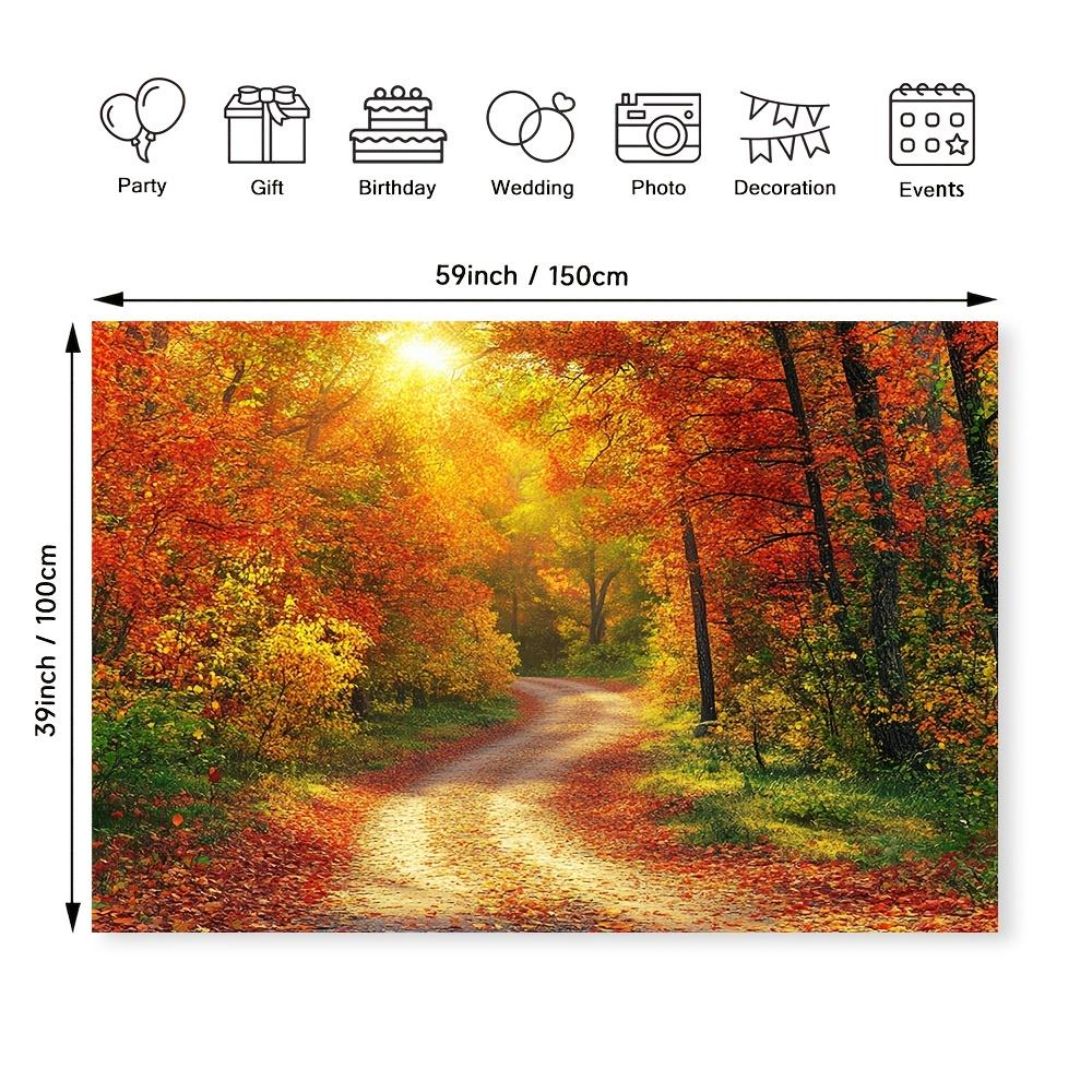 One autumn photography background, showcasing the beauty of a deciduous forest path, party decoration