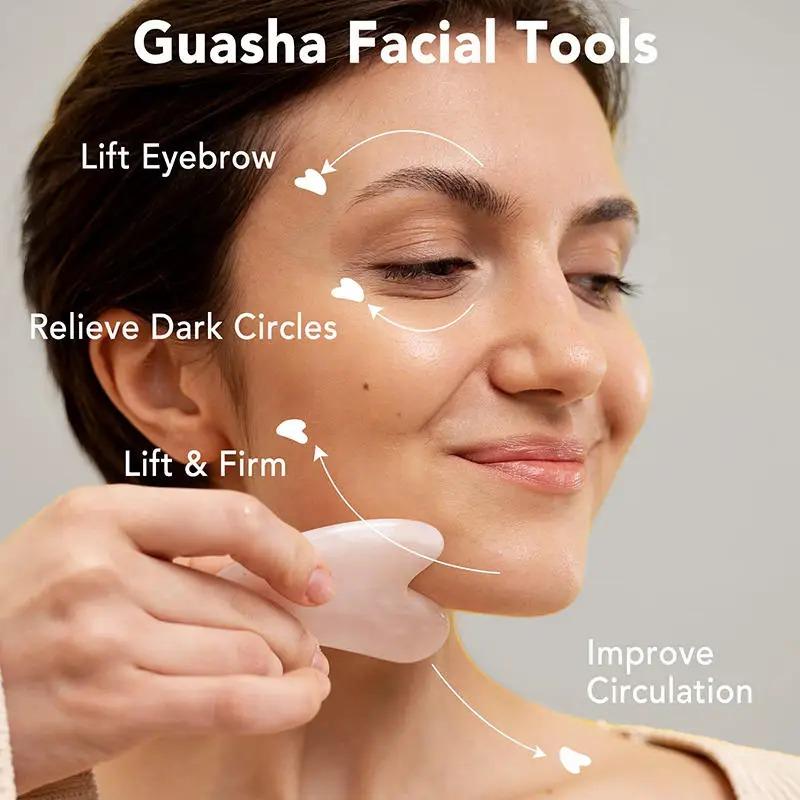 1pc/2pcs Guasha Scraper Facial Massager Gouache Scraper Face Massage Acupuncture Gua Sha Board Acupoint Eye Care SPA Detox Tool