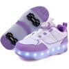 Детские вращающиеся кроссовки с кнопками, быстрые четырехколесные кроссовки с колесами, спортивная обувь со светодиодной подсветкой и зарядкой через USB, спортивная обувь для девочек, роликовые коньки
