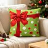 Silky Short Plush Christmas Bow Cushion Case Throw Pillow Case  For Holiday Christmas Gift