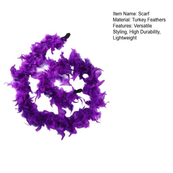 Feather Boa Scarf Colorful Turkey Feathers Thin Scarf Lightweight Skin-touching Long Scarf