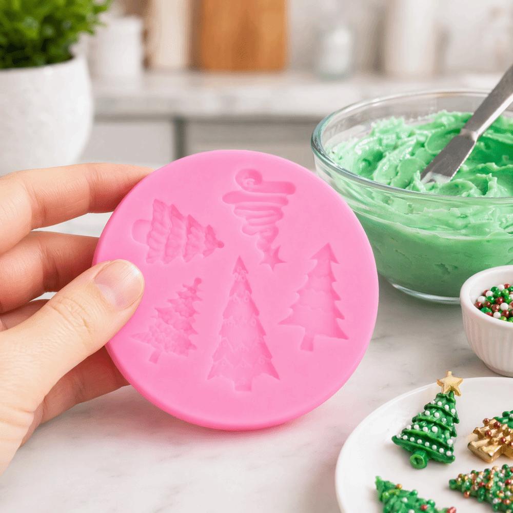 Food-Grade Silicone Silicone Fondant Mold Tree Cavities DIY Baking Mold Candy Making