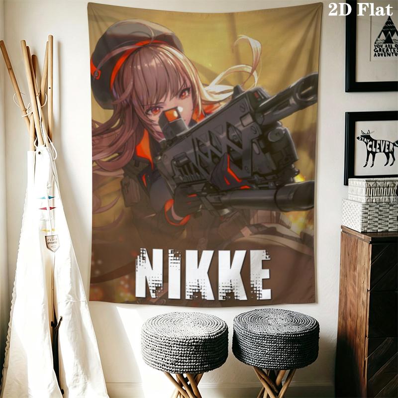 Goddess of Victory Nikke Wall Tapestry Aesthetic Wall Hanging Printed Fabric Blanket Decorative Tapestries for Bedroom Living Room Home Decor