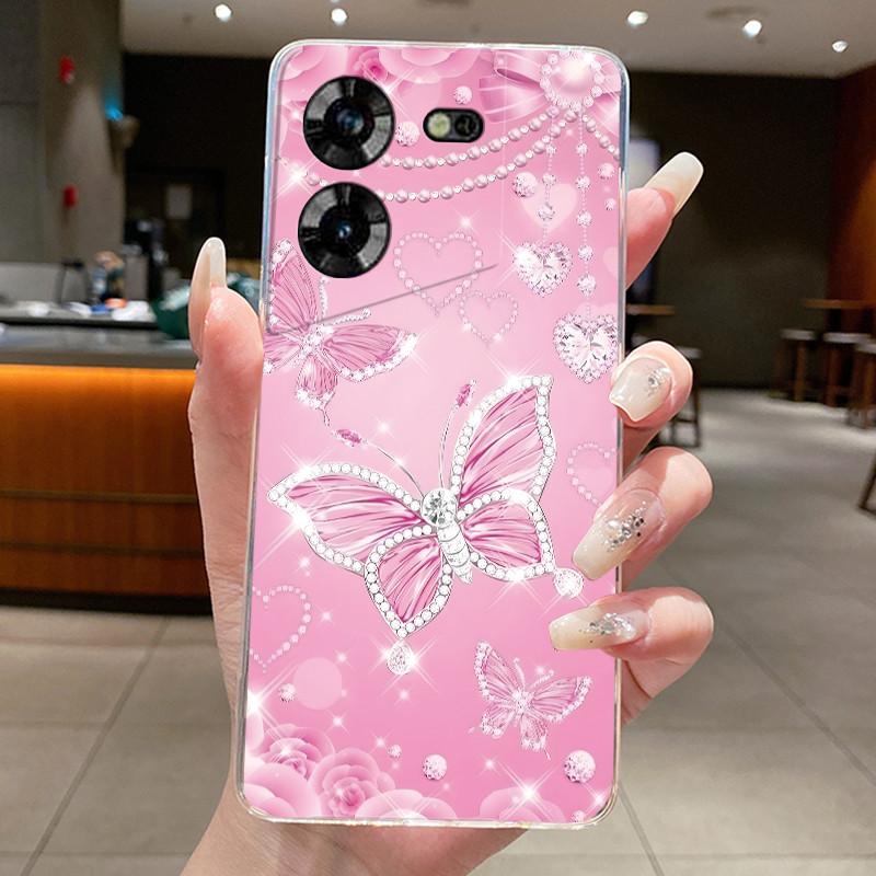Для Tecno Pova 5 LH7n 5Pro LH8n Чехол для телефона Tecno Pova 5 Pro Чехол Прозрачный Роскошный Модный Бабочки Цветы Мягкий ТПУ Силиконовый Чехол
