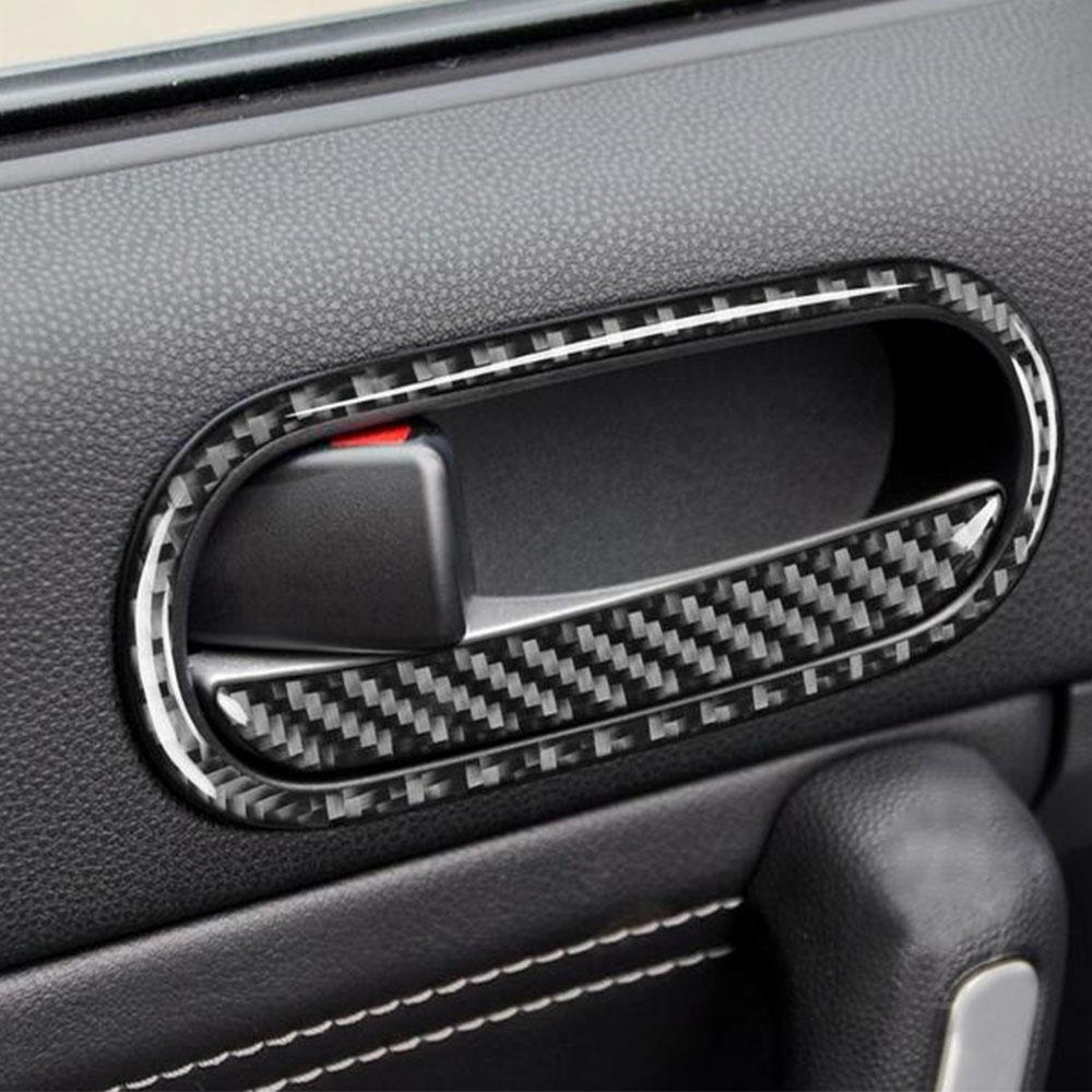 1 Set Carbon Fiber Interior Door Handle Cover Trim For Mazda