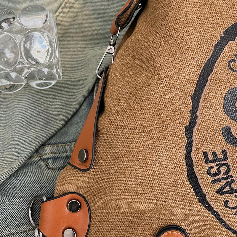 Большая сумка-тоут из ретро-холща - регулируемый плечевой ремень с принтом винтажных парижских штампов - стильная сумка через плечо для женщин