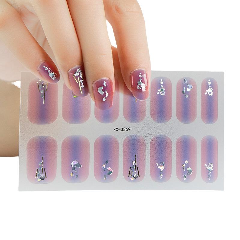 ZX 3D Waterproof No-Cure Gel Nail Wraps, Full Cover Japanese & Korean Style Spring & Summer Nail Stickers, Nail Patch Films