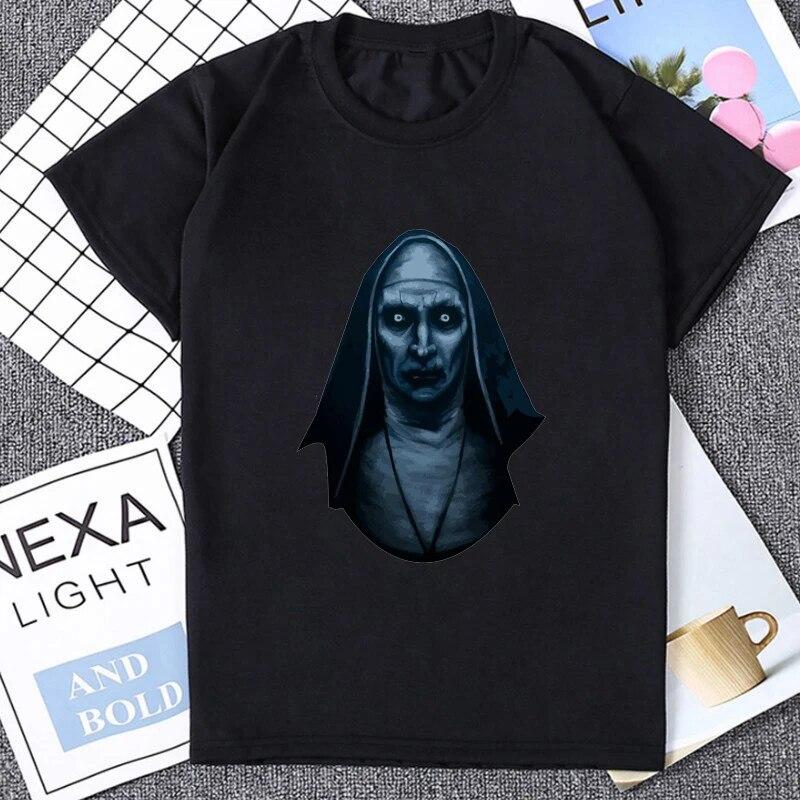 Футболка унисекс с графическим принтом Horror Unholy Nun, летняя повседневная модная свободная футболка из мягкого модала, уличная одежда, хипстерские футболки в стиле хип-хоп