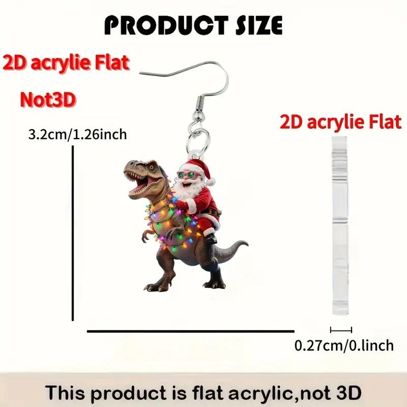 Cross-border Christmas decoration pendant Santa Claus dinosaur earrings acrylic flat creative Christmas earrings ornament