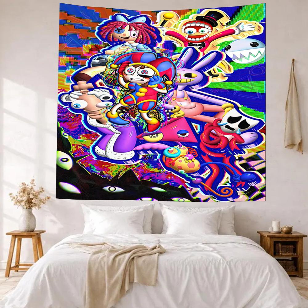 Digital Circus Game Wall Decor Tapestry Art For Pet Memorial Birthdaywedding Party Backdrop Family Gift