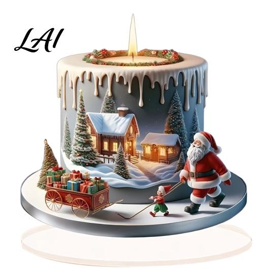 Winter Snow Scene Ornaments Christmas Apple Lollipop 2D Acrylic Figurine Ornament with Santa Waterproof Holiday Home Decor Inside Tabletop