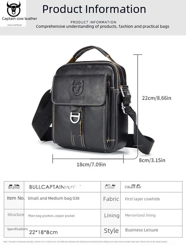 Captain Niu Men's Genuine Leather Crossbody Bag - Trendy, Casual, and Multifunctional