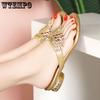 Women's Flip-flops Summer Flat Bottom Low Heel Sexy Fashion Outdoor Versatile Rhinestone Leather Beach Slippers Sandals Rubber EVA Material