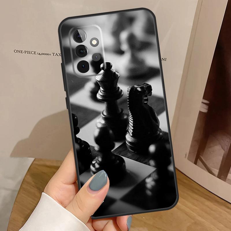 Шахматная доска Темная лошадь Чехол Для Samsung Galaxy A15 A25 A35 A55 A52 A32 A12 A14 A34 A54 A51 A71 A53 A13 A33 Чехол