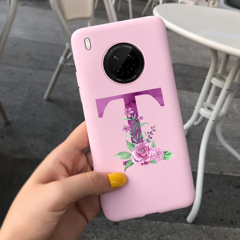 For Huawei Y9a 2020 Case 6.63'' Cute 26 Letters Cover Case For Huawei Y9a Y 9a Soft TPU Fundas HuaweiY9a Shockproof Phone Bumper