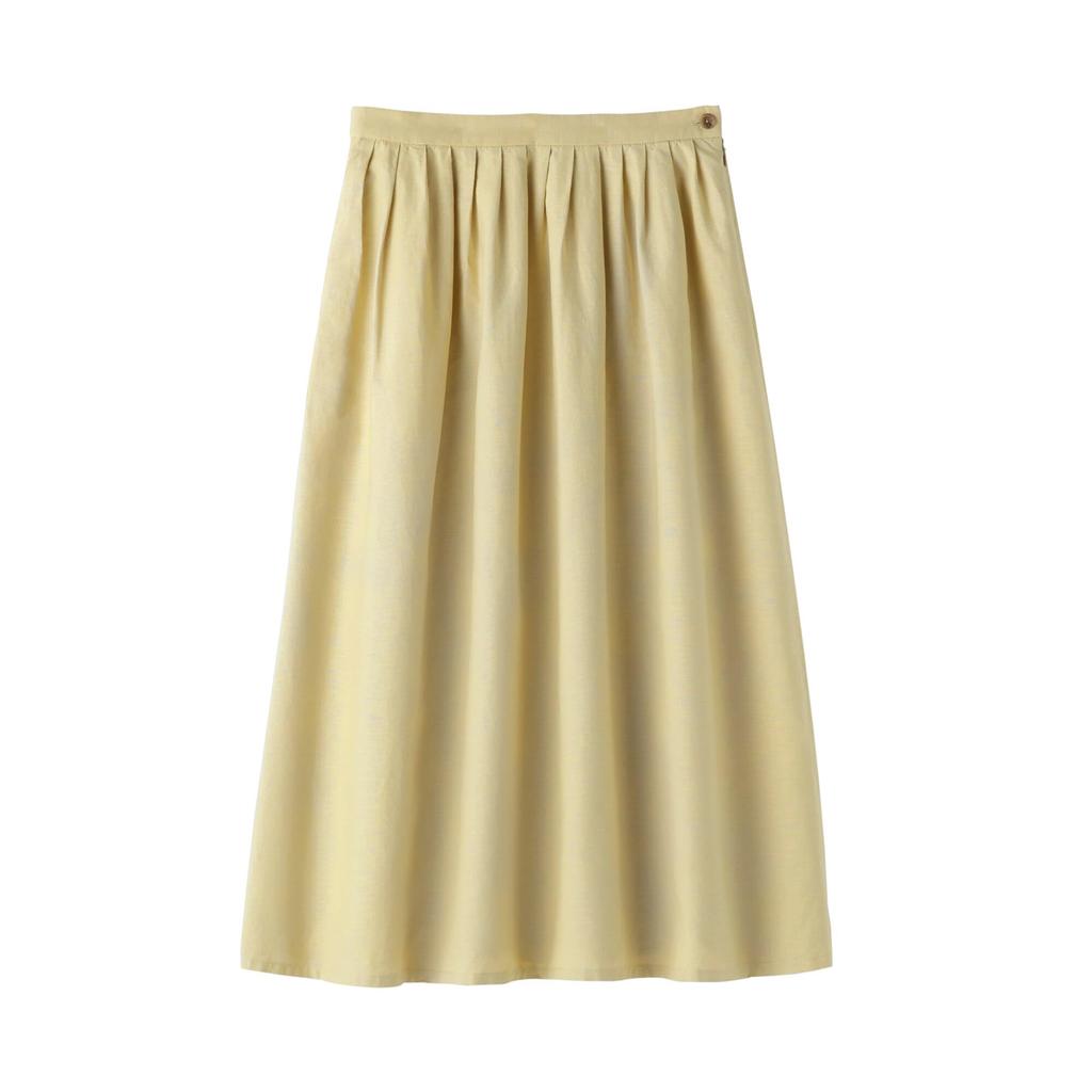 MUJI Women's Hemp Cotton Easy Long Skirt, BE1VBA5S, Yellow, Size L