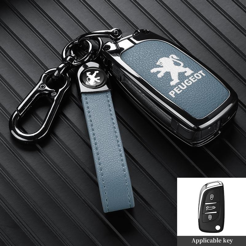 Zinc Alloy Car Key Case Cover For Peugeot 301 308 408 508 2008 308S 3008 4008 5008 307 Accessories Leather Keychain Bag Holder