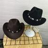 Западная ковбойская шляпа Британская шляпа новая металлическая лента широкие поля ретро цилиндр джазовая шляпа шерстяная шляпа женщины
