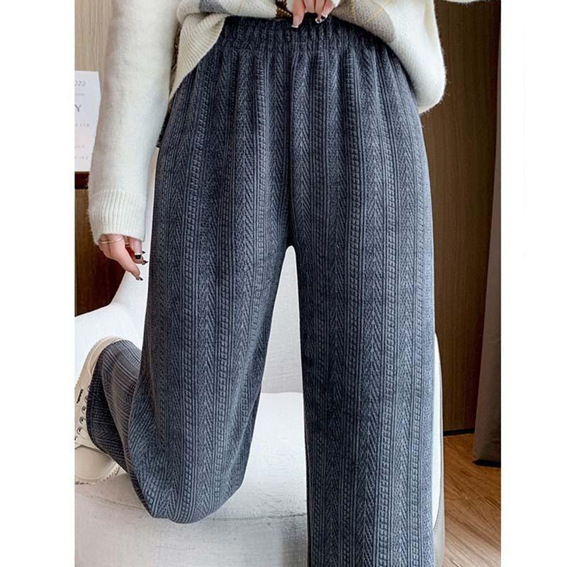 High-waisted Draped Wide-leg Trendy Velvet Pants Autumn Winter Slimming Versatile Casual Trousers for Women